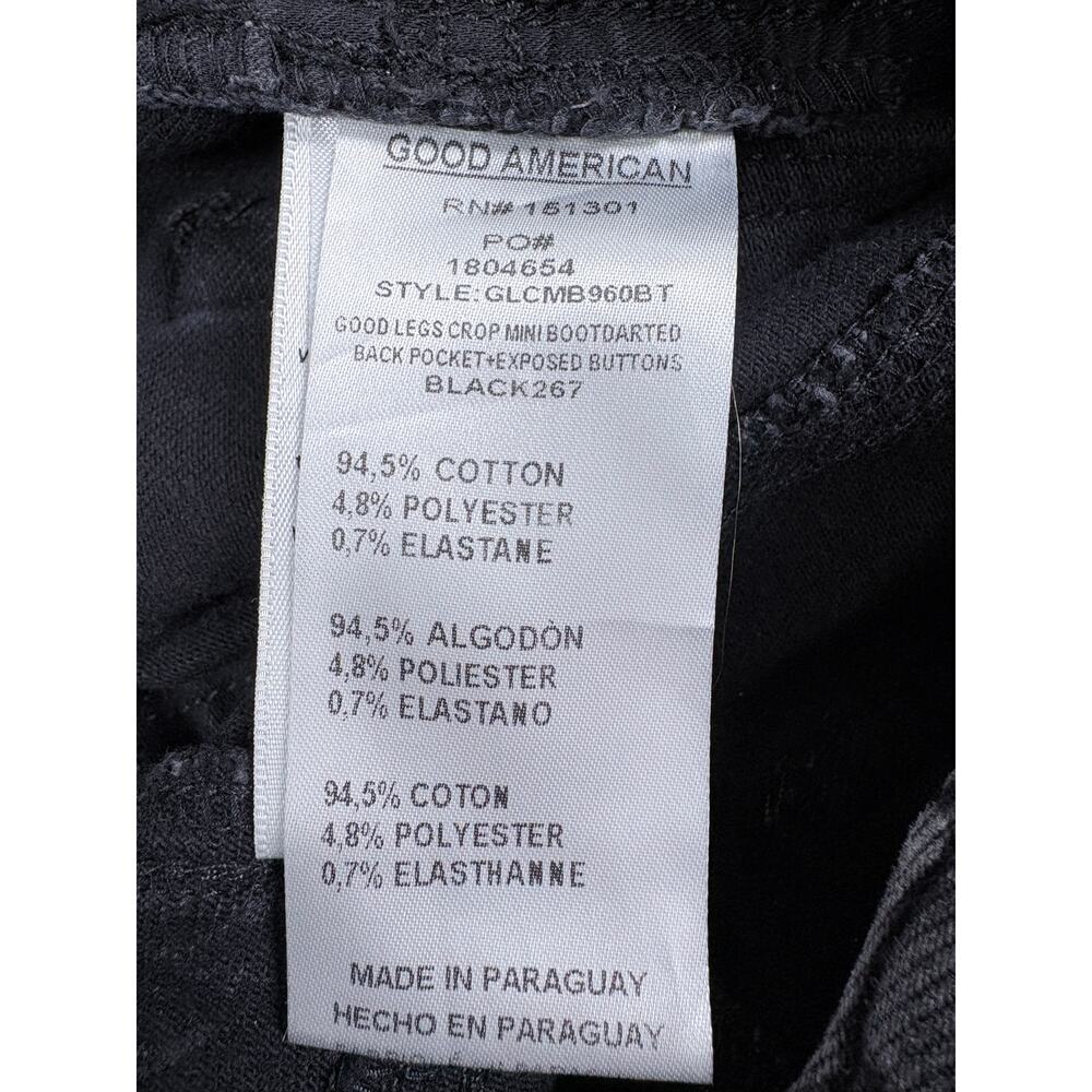 Good American Washed Black High Rise Button Fly Flare Jeans Raw Hem Size 6/28 - Picture 15 of 16